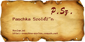 Paschka Szolón névjegykártya
